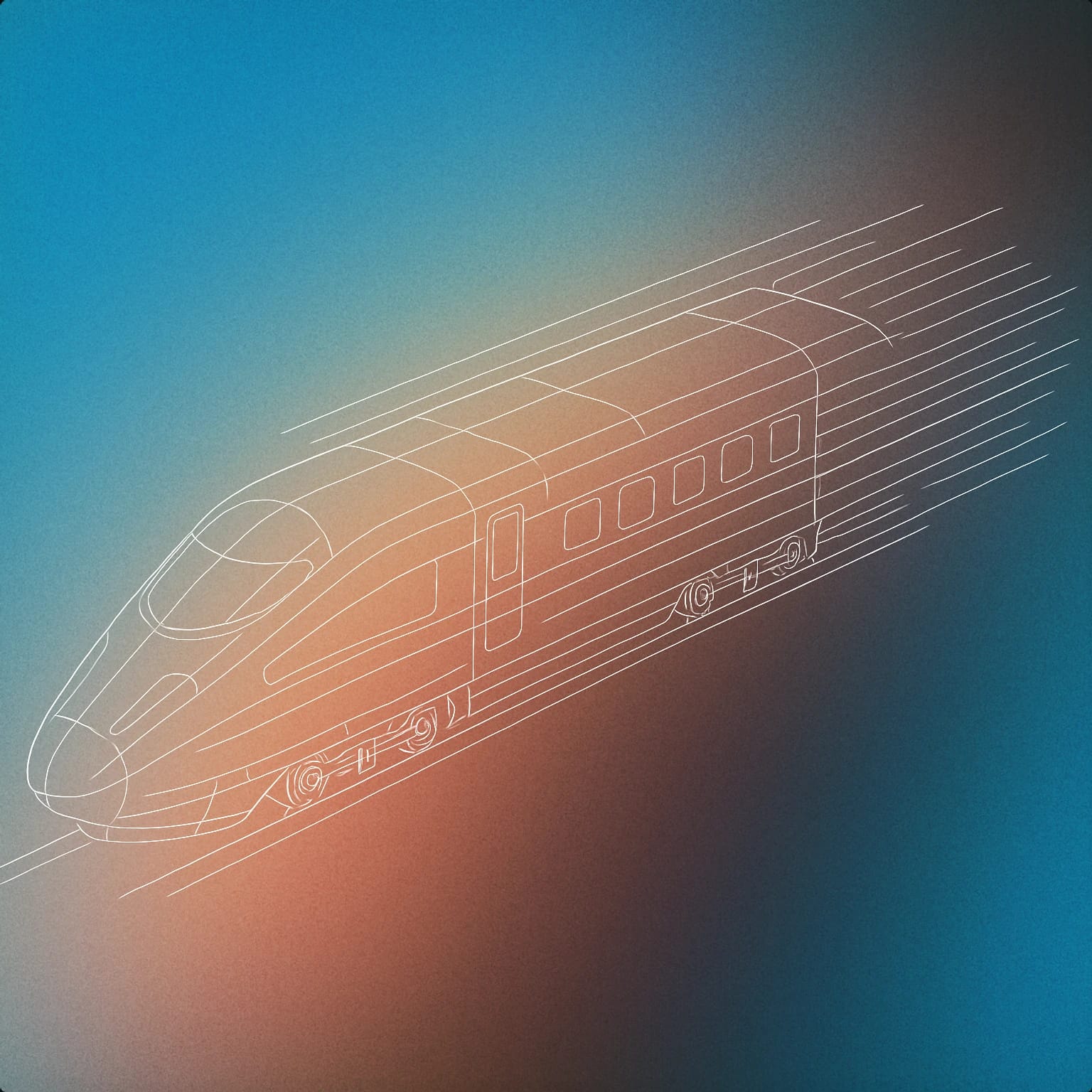 Cover of a streamlined bullet train with stylized motion lines emanating from it for Fast voice library