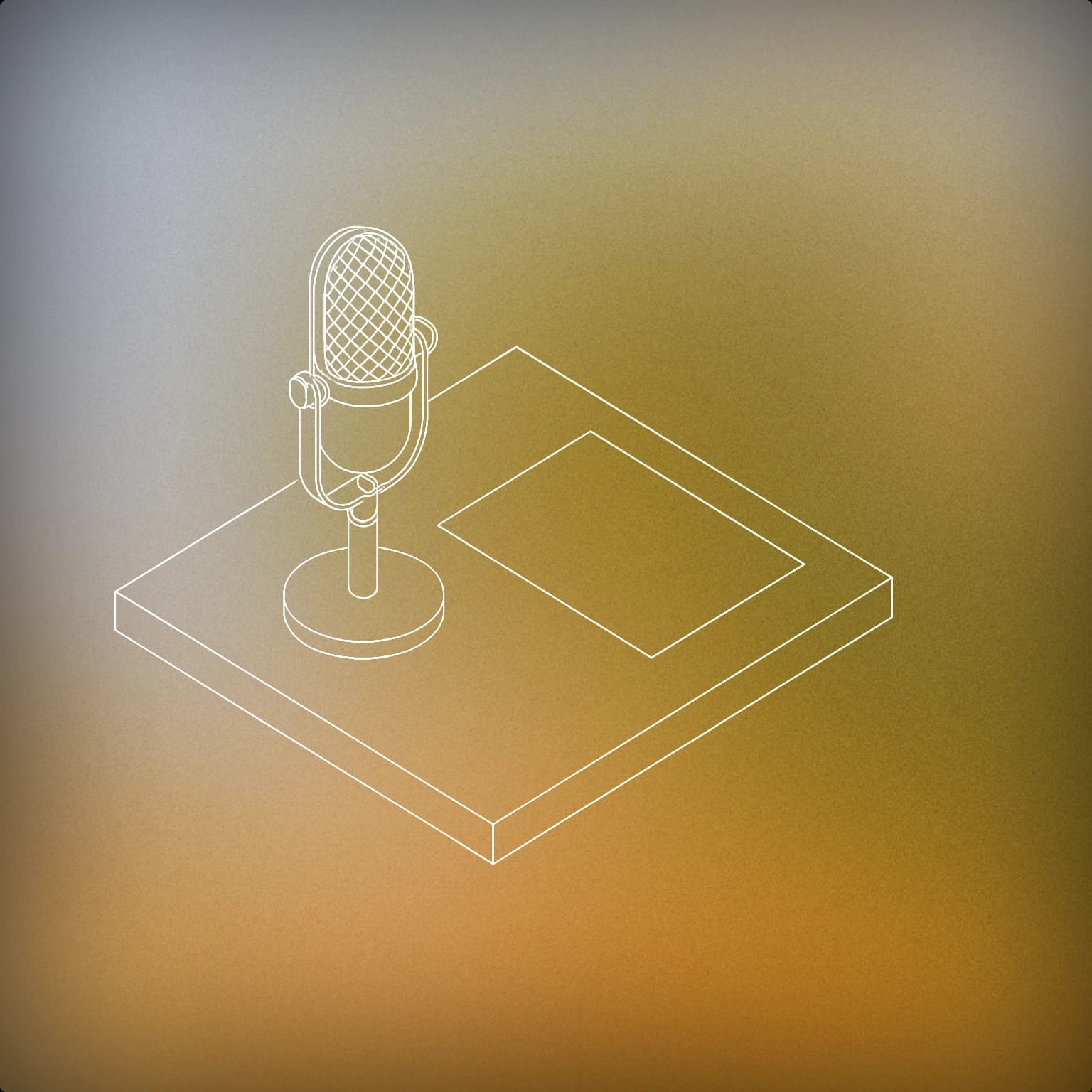Cover of broadcasting desk with a classic microphone and a single sheet of paper for News anchor voice library
