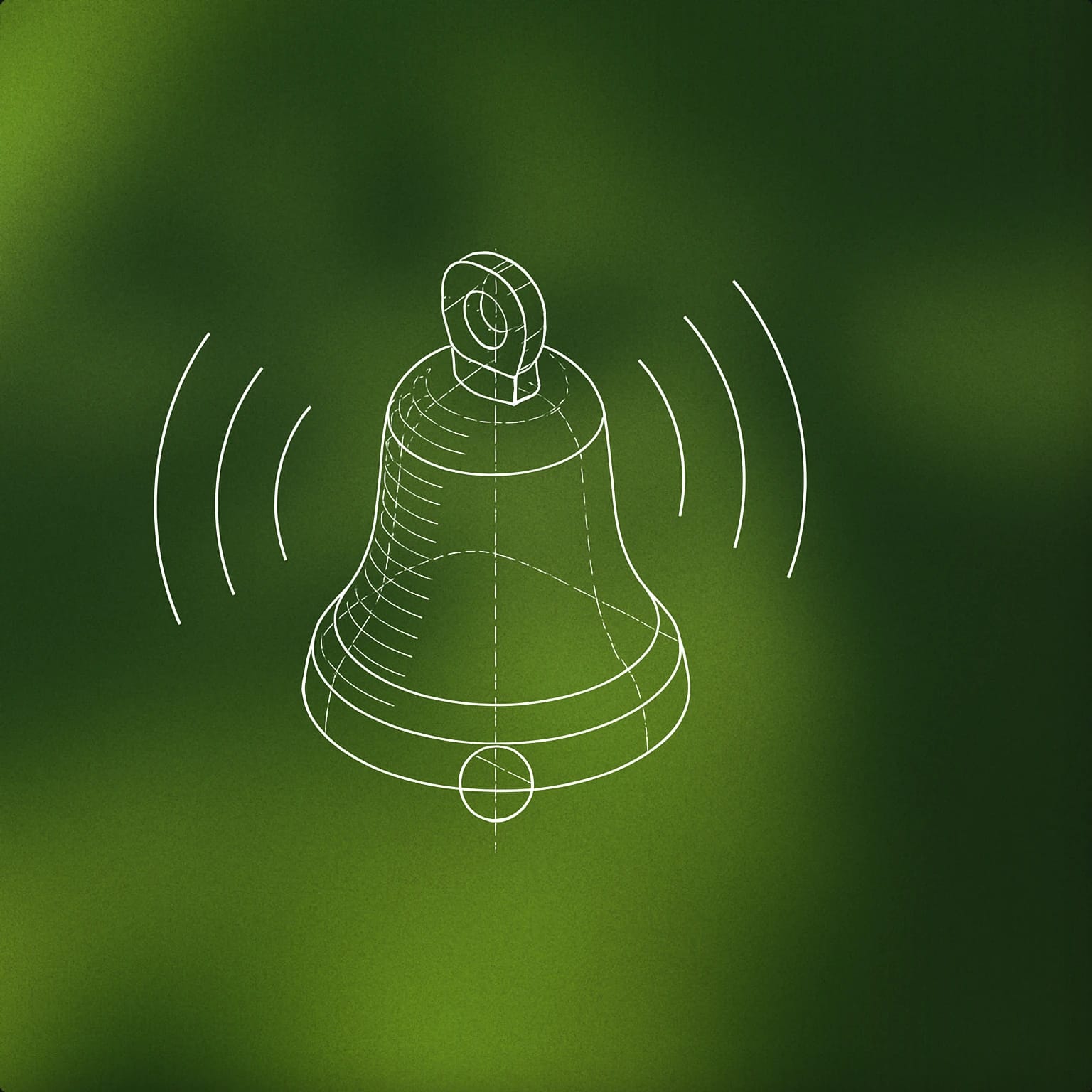 Cover of a stylized bell with sound lines emanating from it for Festive Holiday voice library