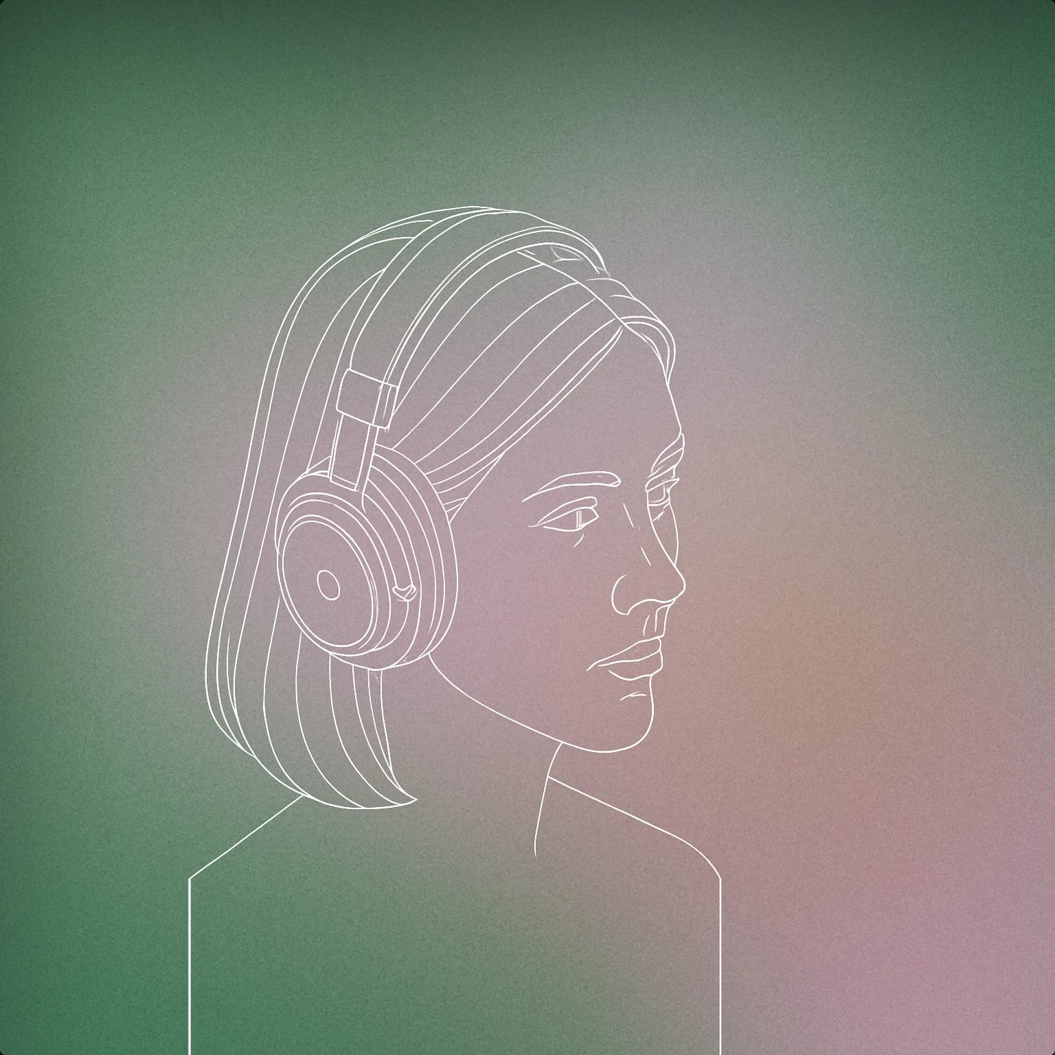 Cover of A stylized adult female head wearing over-ear headphones for Adult female voice library